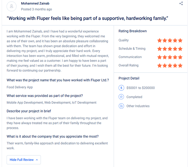 Food client review
